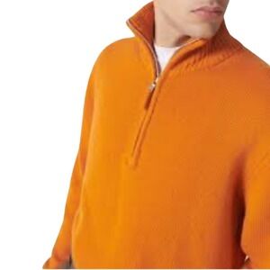 Carnevali Collezione 1945 Orange 100% Cashmere 1/4 Zip Sweater Mens L